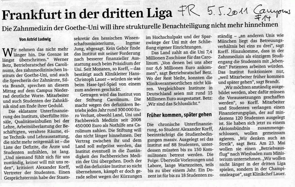 FR-Artikel: Frankfurt in der dritten Liga